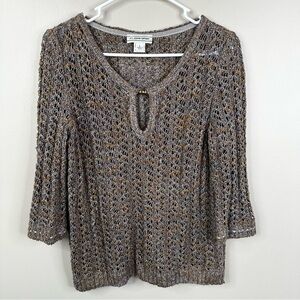 St. John Sport Open Knit Top in Mocha Multi Womens Large